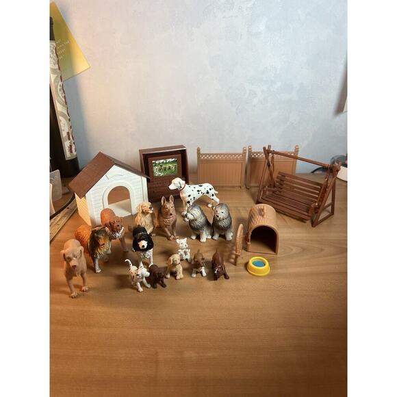 Big Collection Of Animal Dog Figures Varied Breeds Doghouse Swing - Picture 1 of 12